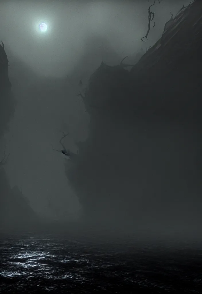 Image similar to abyss, dark and mysterious, atmospheric, ominous, eerie, cinematic, cinematic, 4k, ultra detail, ultra realistic