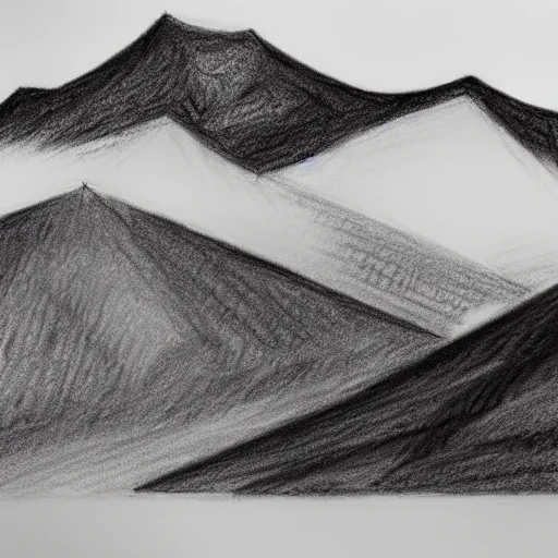 Image similar to charcoal pencil sketch of mountains, lower third, high contrast, black and white