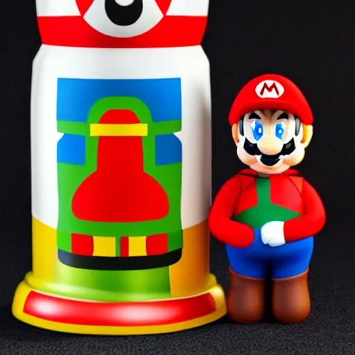 Prompt: photo of russian nesting doll that looks like mario