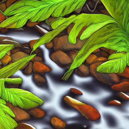 Image similar to leaves on a stream, digital art