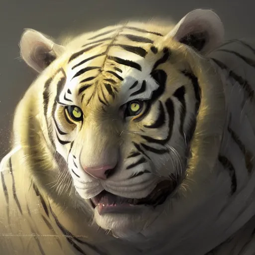 Image similar to a beautfiul award winning aesthetic commission of an antrho albino tiger wearing a yellow-black padded hooded puffer jacket,digital art,art by greg rutkowski,character design by charles bowater,ross tran,photorealistic,detailed face,hyperdetailed,western comic,2021,artstation,deviantart,cg society,3d render