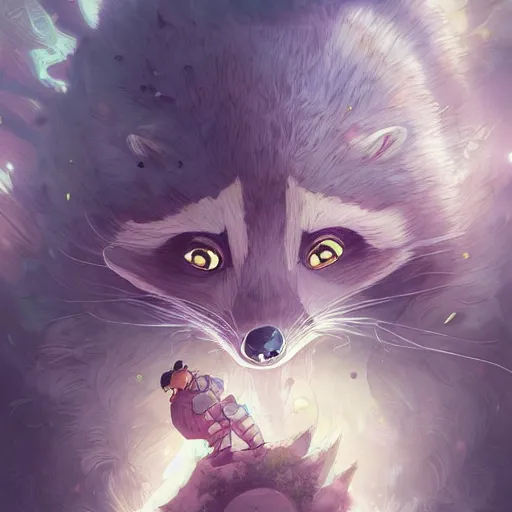 Prompt: rise of the raccoons by Anna Dittmann and studio ghibli, digital art, horror, trending on artstation, anime arts, featured on Pixiv, HD, 8K, highly detailed, good lighting, beautiful, epic, masterpiece