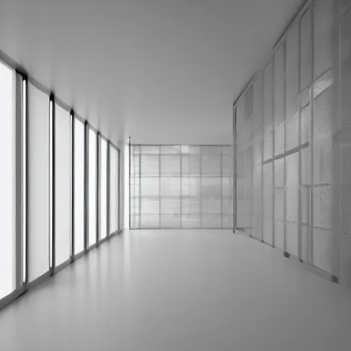 Prompt: array of translucent walls in wide abstract space, raytracing, 5 5 mm