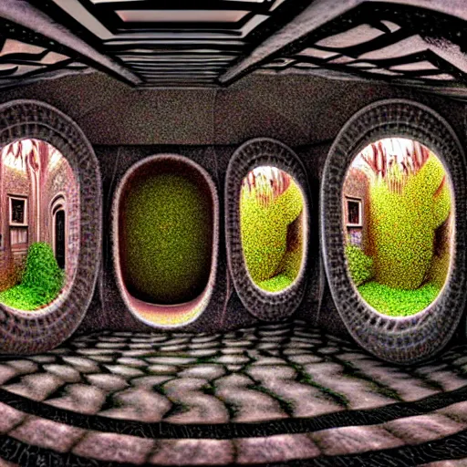 Prompt: hyperrealism photography computer simulation visualisation of parallel dark universe detailed old bath in the detailed ukrainian village garden in dramatic scene from movie the big lebowski ( 1 9 9 8 ) by taras shevchenko and alejandro jodorowsky and andrei tarkovsky rendered in mandelbulb 4 d fractal