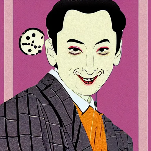 Prompt: pee - wee herman, digital art, utamaro kitagawa style