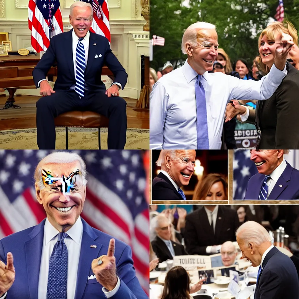 Prompt: joe biden making the troll face