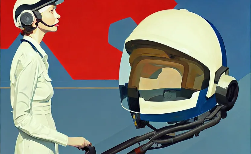 Image similar to Portrait of a woman engineer with helmet, very coherent, painted by Edward Hopper, painted by James Gilleard, airbrush, art by JamesJean