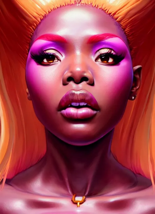 Prompt: nicki minaj, evangelion, au naturel, hyper detailed, digital art, trending in artstation, cinematic lighting, studio quality, smooth render, unreal engine 5 rendered, octane rendered, art style by klimt and nixeu and ian sprigger and wlop and krenz cushart