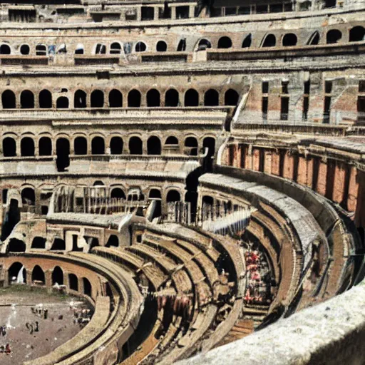 Image similar to the roman coliseum with spectator apes and humans killing each other