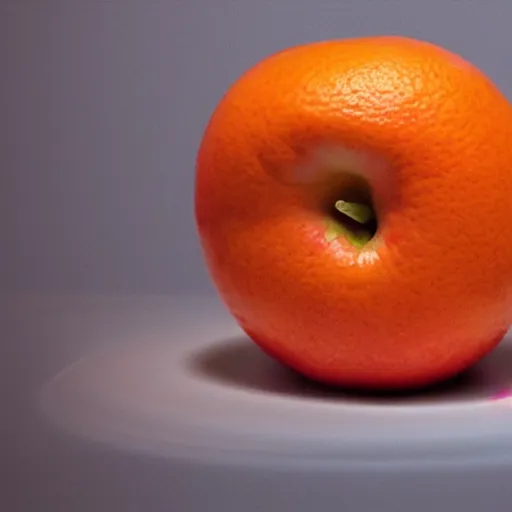 Prompt: an ((((((((((apple)))))))))) !!!!!!!!!!orange!!!!!!!!!! on a table, digital art, highly detailed, trending on artstation