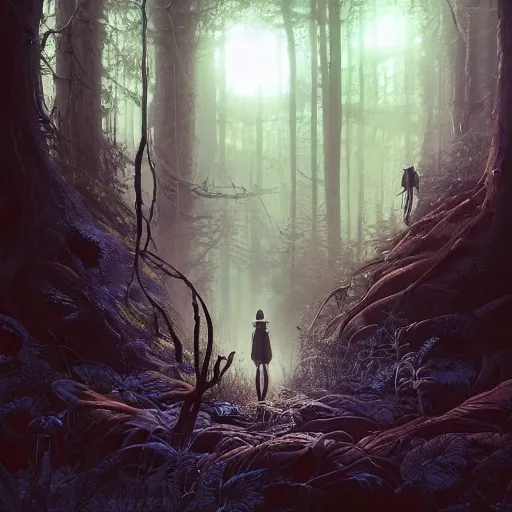 Image similar to highly detailed creepy forest humanoide creature in robes, stephen bliss, unreal engine, fantasy art by greg rutkowski, loish, rhads, ferdinand knab, makoto shinkai and lois van baarle, ilya kuvshinov, rossdraws, tom bagshaw, global illumination, radiant light, detailed and intricate environment