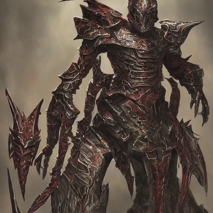 Prompt: chitin armor from morrowind concept art painted by Alex Ross