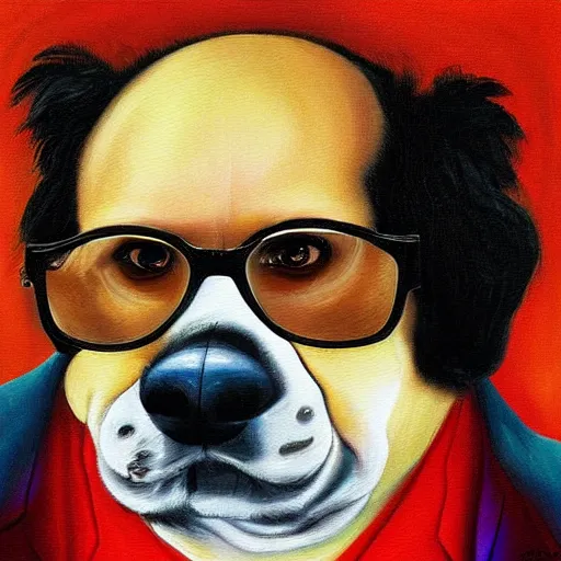 Image similar to danny devito as a hound dog detective, beautiful oil painting