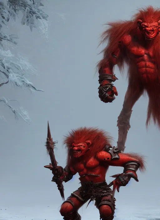 Image similar to а fantasy Proto-Slavic skinny red troll creature in armor inspired blizzard games, full body, detailed and realistic, 4k, trending on artstation, octane render