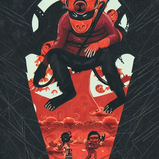 Image similar to ninja monkey, Hip Hop, Dark, Intense, Dramatic, Highly Detailed by Sachin Teng