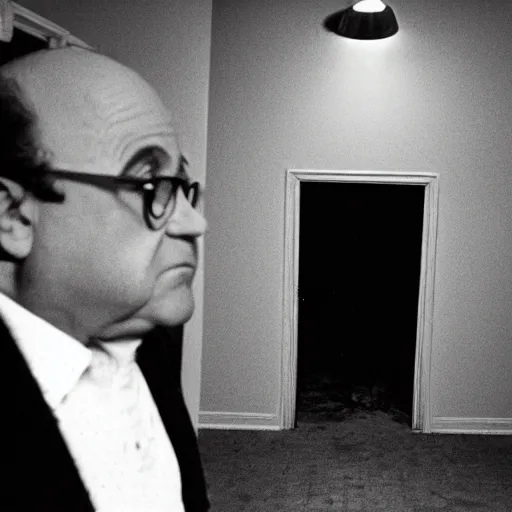 Prompt: danny devito in the backrooms, liminal space, scary, yellow, cinematic camera