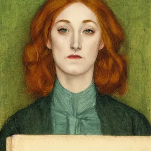 Prompt: a true-to-life portrait of Saoirse Ronan painted by Dante Gabriel Rossetti