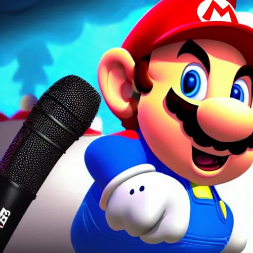 Image similar to super mario singing karaoke