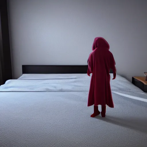 Image similar to sleep paralysis demon standing next to a bed first - person view photo - realistic