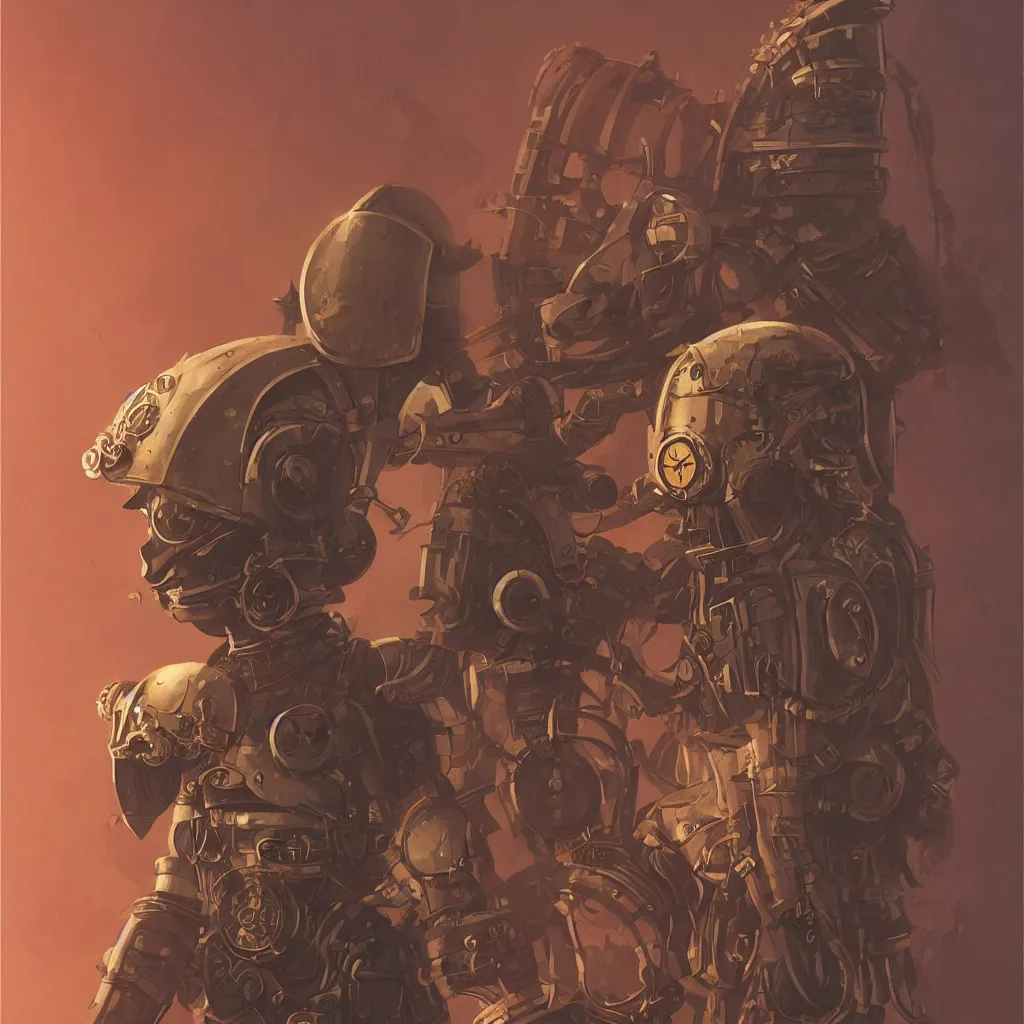 Prompt: steampunk helmet, female warrior, sharp focus, highly detailed, james gilleard, ralph mcquarrie, print, game art