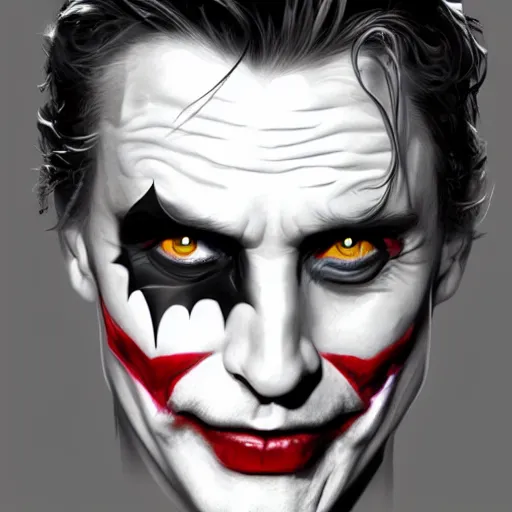 Prompt: half batman half joker face, digital painting, amazing detail, artstation, cgsociety, photorealistic