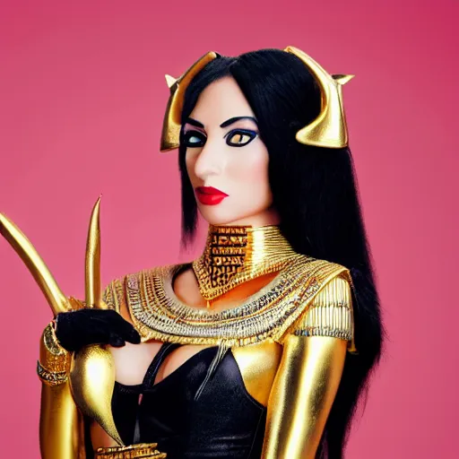 Prompt: egyptian, anthropomorphic cat woman, stylish, with gold elements, model elegant