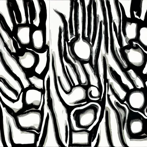 Image similar to handprints tugging at the truth, abstract art in the style of cubism and georgia o keefe,