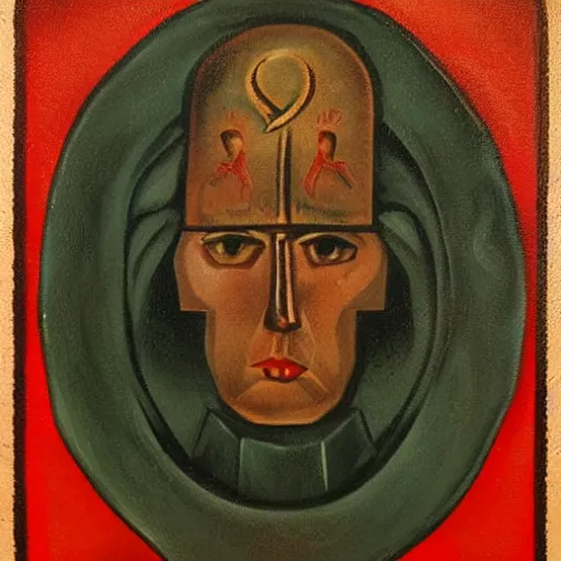 Image similar to Alexandr Abdulov portrayed in an infernal cultist icon