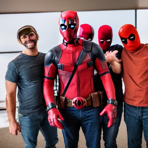 Image similar to dreamsmp hanging with deadpool, photography,