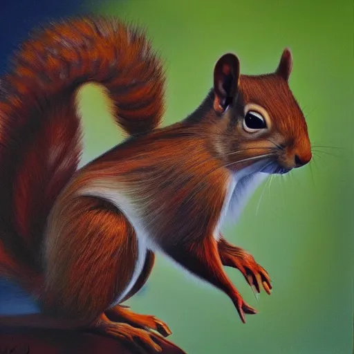Prompt: oil painting of a ( ( muscular ) ) squirrel with bulging biceps, 8 k, high quality