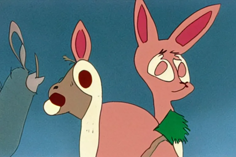 Prompt: Louise Belcher in a still from the movie Rudolph the Red-Nosed Reindeer (1964)