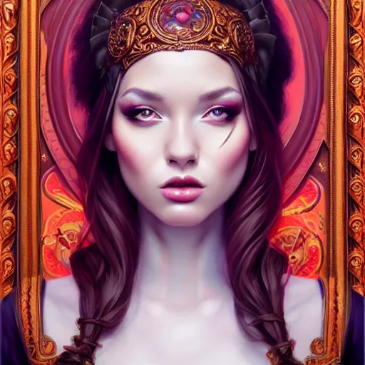 Prompt: symmetrical painting, a beautiful young female in dress, pretty, perfect face, elegant, ornate, luxury, elite, matte painting, by artgrem, by james jean, by ross tran - h 6 0 0