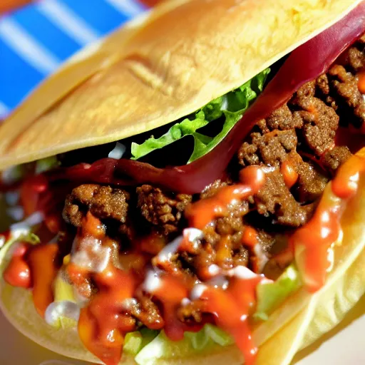 Image similar to taco bell hamburger