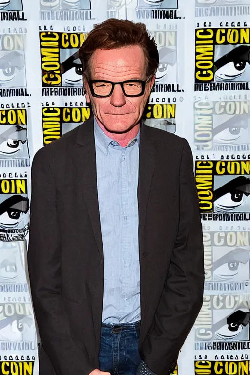 Prompt: Bryan Cranston dressed up as Hermione Granger at ComicCon