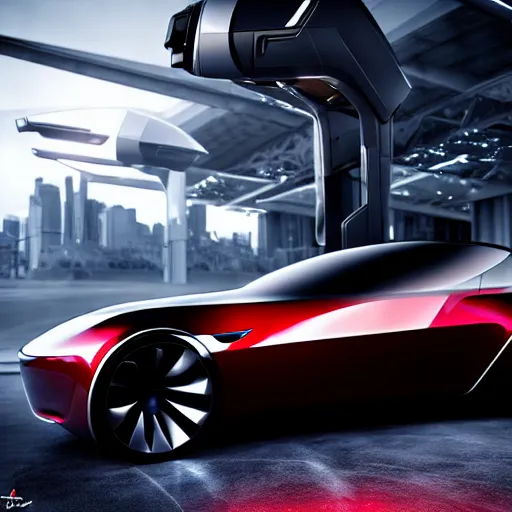 Image similar to uhd photorealistic tesla robocop, concept art, futuristic, uhd hyperdetailed photography