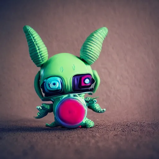 Image similar to alien, kawaii, punk, spunky, stylized, toy photography, 4 k