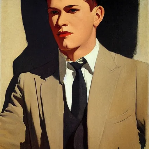 Prompt: a painting of a handsome man in a shirt and tie by leyendecker