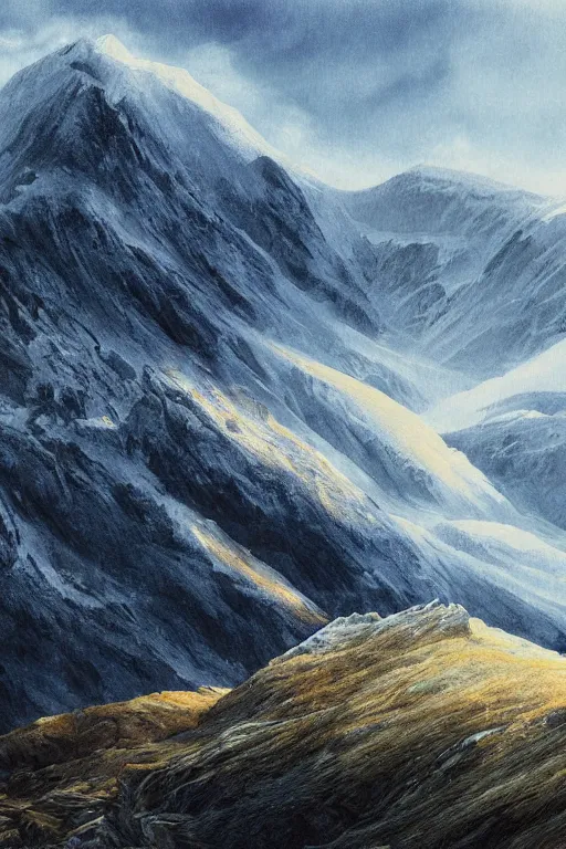 Prompt: Crib Goch ridge rays epic art cinematic climbing digital painting