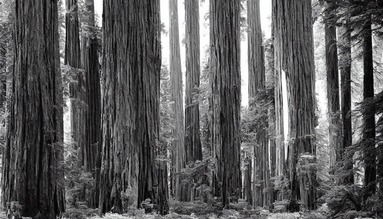 Image similar to giant redwood trees by ansel adams