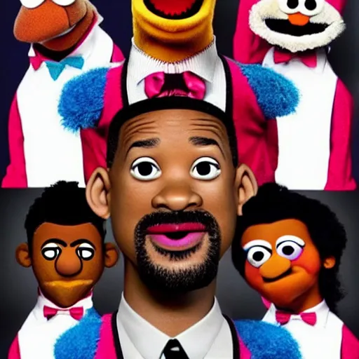 Prompt: will smith as a muppets