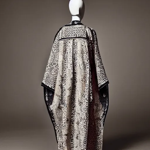 Prompt: a traditional arabic kaftan in a modern way, hedi slimane, balenciaga, fashion design, photography