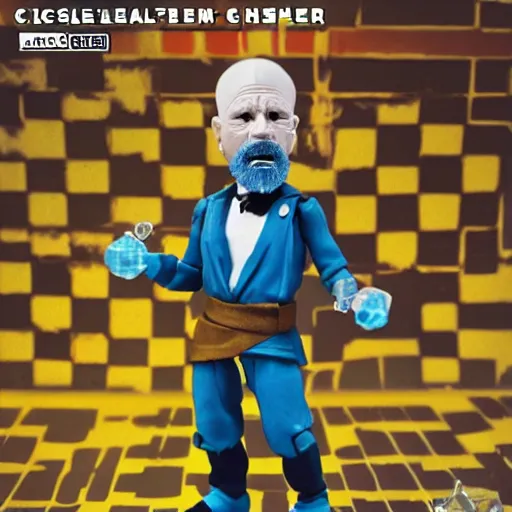 Prompt: werner karl heisenberg cooking crystal meth, stop motion vinyl action figure, plastic, toy, butcher billy style