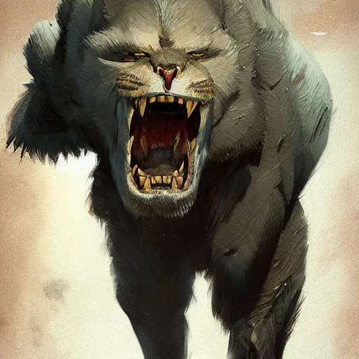 Prompt: sabertooth painted by Greg Rutkowski