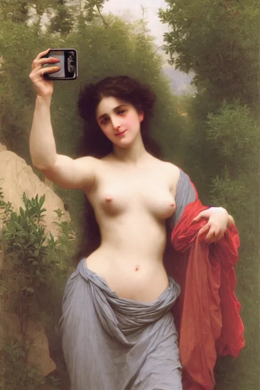 Prompt: iphone selfie by bouguereau