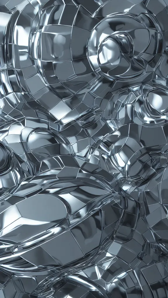 Image similar to hyper - futuristic abstract 3 d chrome objects, solarised, octane render, extremely detailed