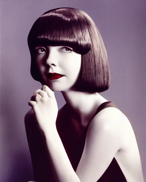 Prompt: colleen moore 2 5 years old, bob haircut, portrait casting long shadows, resting head on hands, by ross tran, kodachrome