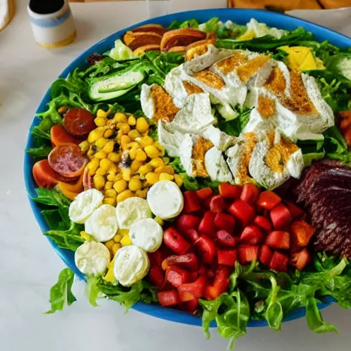 Image similar to artemis pebdani as a cobb salad, amazing, movie still, 8 k