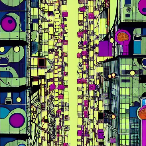 Prompt: 9 0 s tokyo close up by inio asano, beeple and james jean, aya takano color style, 4 k, super detailed, modern, 4 k, symmetrical