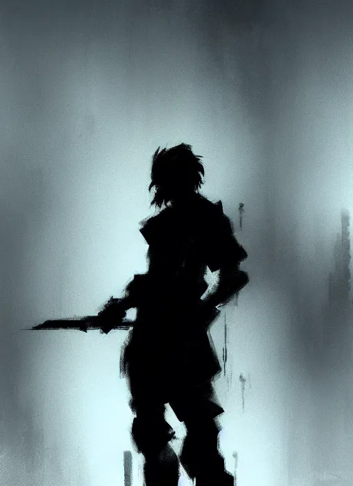 Prompt: Person silhouette in the mist. In style of Yoji Shinkawa and Hyung-tae Kim, trending on ArtStation, dark fantasy, great composition, concept art, highly detailed, dynamic pose.