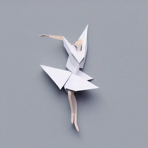 Image similar to origami dancer in white paper, 3 d render, ultra - detailed, on white background, studio shot